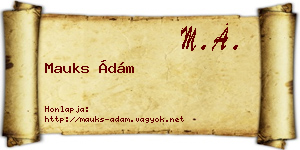 Mauks Ádám névjegykártya
